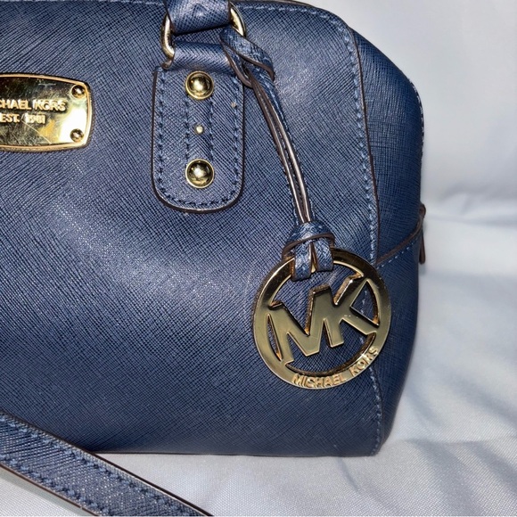Michael Kors Navy Blue Saffiano Leather Dome Satchel - Picture 3 of 15